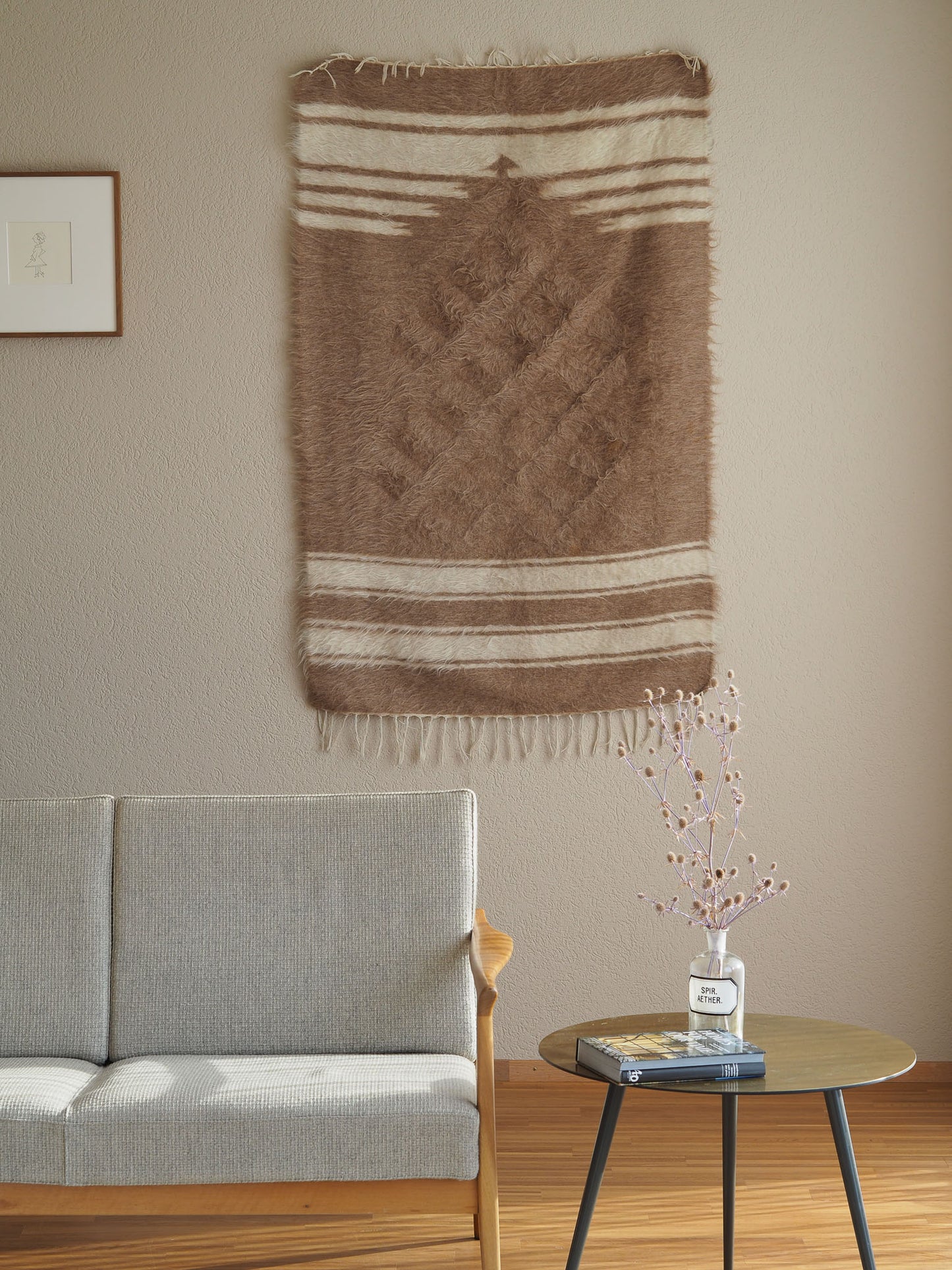 Wandteppich-wanddekoration-beige-wolle