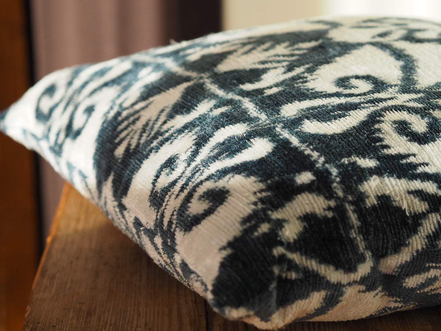 greyish-blue-white-ikat-silk-velvet-cushion-cover