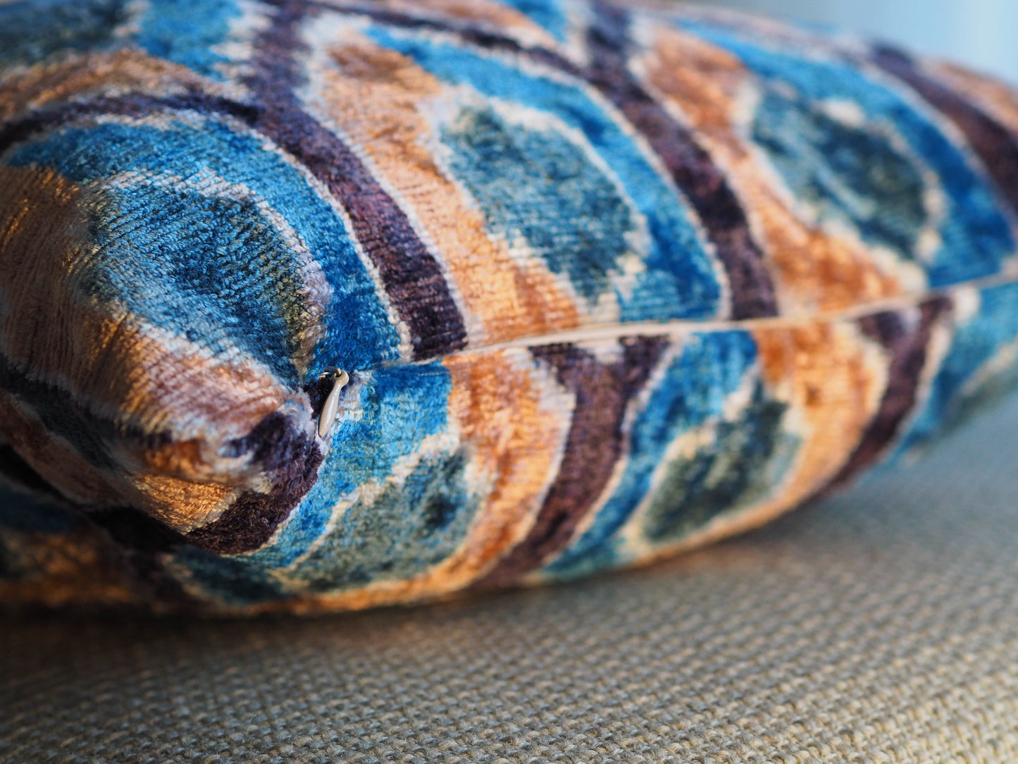 blue-salmon-silk-velvet-ikat-cushion-cover