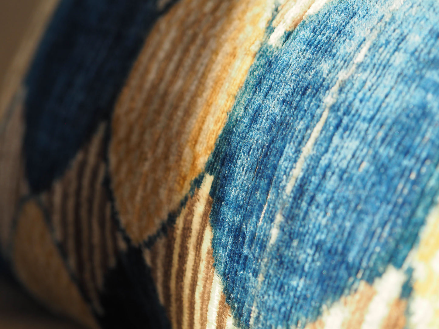 blue-beige-retro-silk-velvet-ikat-cushion