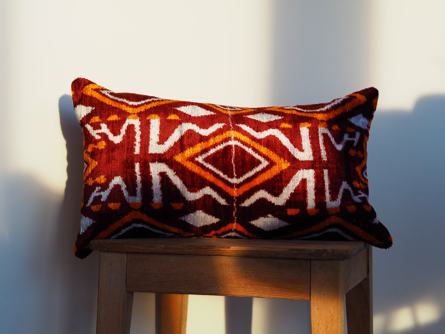 bordeaux-orange-silk-velvet-ikat-cushion-cover