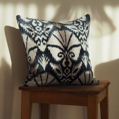 greyish-blue-white-ikat-silk-velvet-cushion-cover