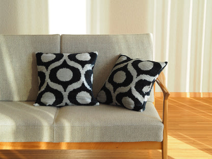 black-white-silk-velvet-ikat-cushion