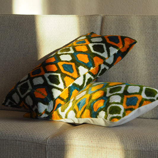 vintage-olive-yellow-silk-velvet-ikat-cushion
