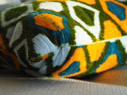 vintage-olive-yellow-silk-velvet-ikat-cushion