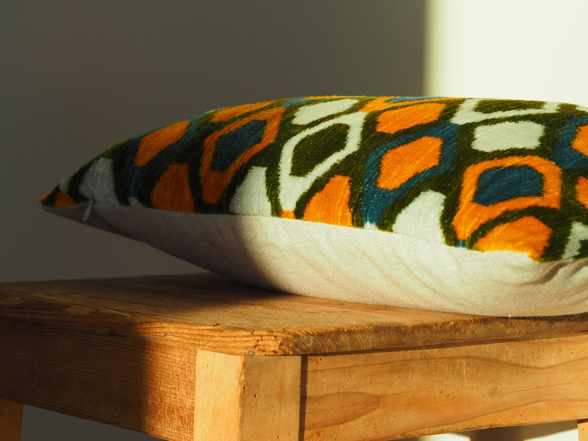 vintage-olive-yellow-silk-velvet-ikat-cushion