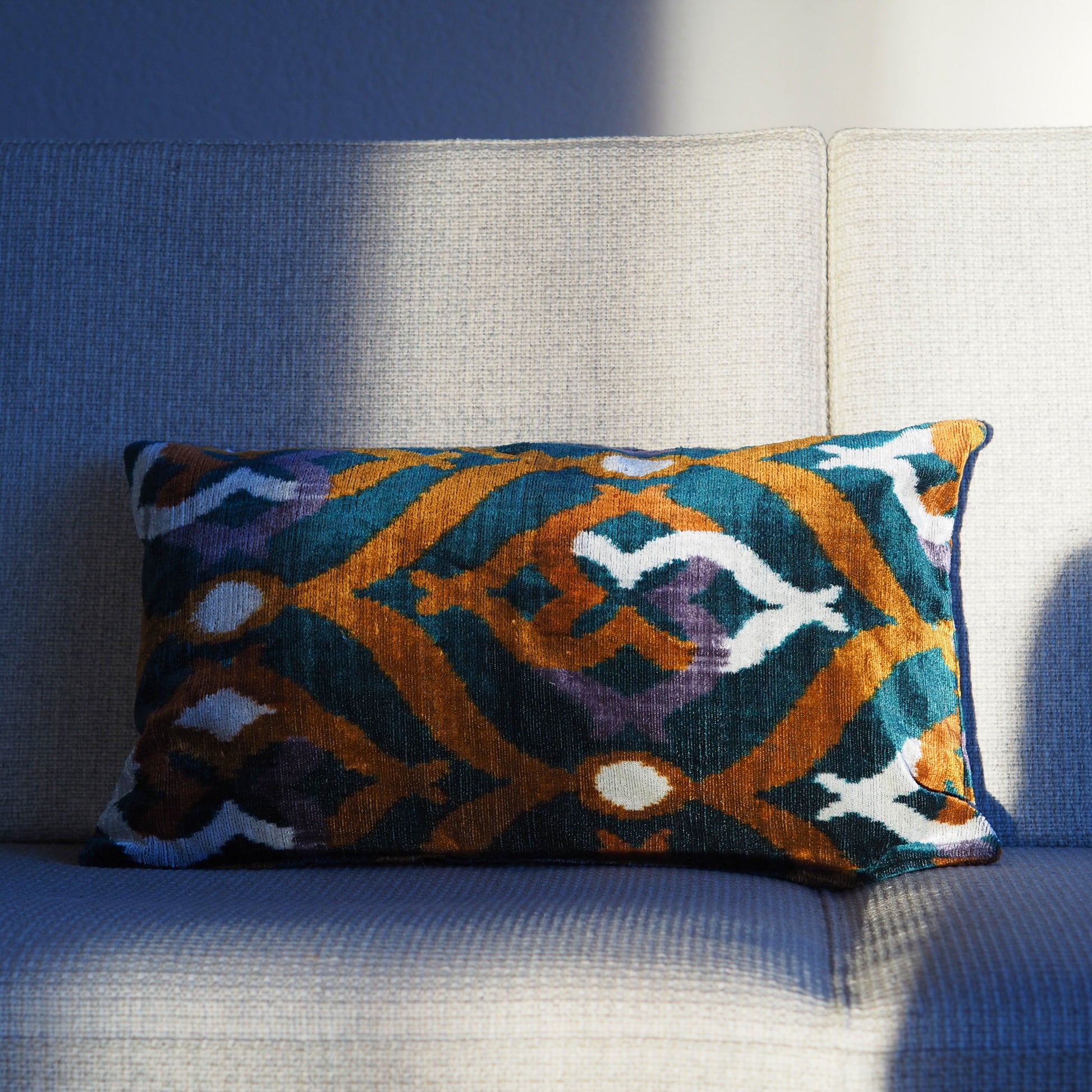 petrol-green-silk-velvet-ikat-cushion-cover