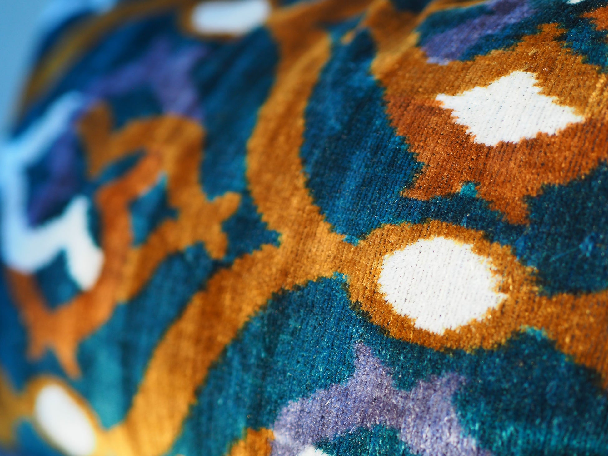 petrol-green-silk-velvet-ikat-cushion-cover