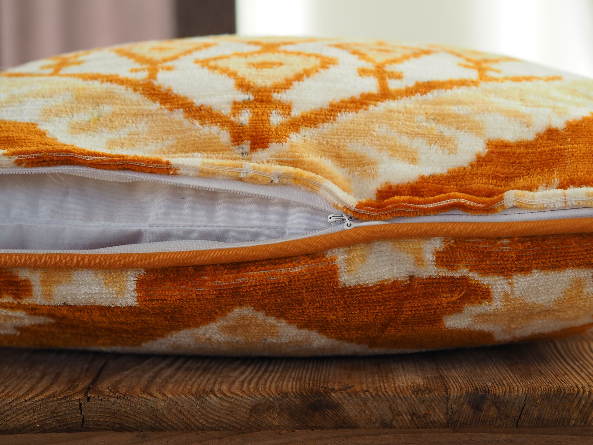 rusty-white-silk-velvet-ikat-cushion-cover